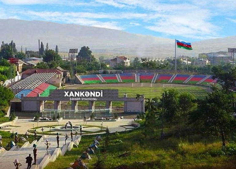 Xankəndi stadionunda bərpa işləri aparılır