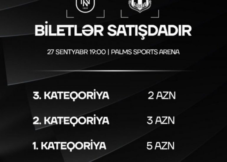 “Neftçi” – “Karvan-Yevlax” matçının biletləri satışa çıxarılıb